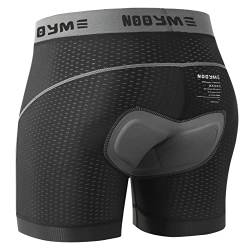 NOOYME Fahrradhose Herren Radunterhose Herren Schnelltrockende Radlerhose Herren mit Sitzpolster 4D Atmungsaktive Fahrradunterhose Herren Gepolstert Elastische Radhose Herren Schwarzgrau 4XL von NOOYME