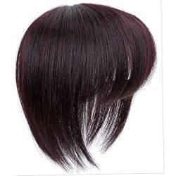 Menschliches Haar für Frauen mit dünnem Haar -Toper -Clip in Haarteil mit Pony 12x12cm Seide Straight Top, 20 cm dunkelbraun q von NOPEILVI