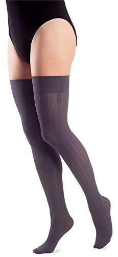 NOQ Damen Überkniestrümpfe 40 DEN Strümpfe Lange Mikrofaser Warme Socken für Mädchen Schule Gerippte Struktur Sonya, Graphite von NOQ