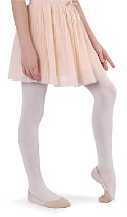 NOQ Mädchen Velours Strumpfhose 50 DEN Blickdichte Damen Invisible Toe Dance Gymnastic School Isadora, Bianco 104/116 cm von NOQ