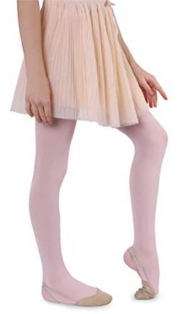NOQ Mädchen Velours Strumpfhose 50 DEN Blickdichte Damen Invisible Toe Dance Gymnastic School Isadora, Rose 104/116 cm von NOQ