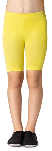 NOQ Mädchen knielange Shorts unter Rock Verschleißschutz einfarbig Radfahren 1/2 Länge Leggings über dem Knie Tanzschule Bikerhose Alter 4–8 Jahre, Lemon von NOQ