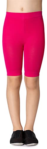NOQ Mädchen knielange Shorts unter Rock Verschleißschutz einfarbig Radfahren 1/2 Länge Leggings über dem Knie Tanzschule Bikerhose Alter 4–8 Jahre, NOQ Pink von NOQ