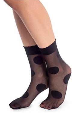 NOQ Modische gemusterte Damensocken Fancy Strümpfe Sheer Pop Free Size, Blob Nero/Nero von NOQ