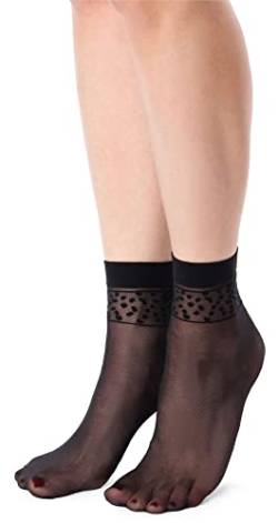 NOQ Modische gemusterte Damensocken Fancy Strümpfe Sheer Pop Free Size, Coquette Nero von NOQ