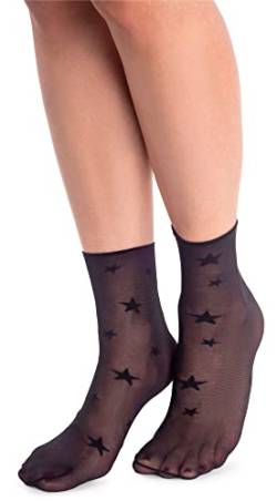 NOQ Modische gemusterte Damensocken Fancy Strümpfe Sheer Pop Free Size, Play Nero von NOQ