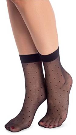 NOQ Modische gemusterte Damensocken Fancy Strümpfe Sheer Pop Free Size, Whisper Nero von NOQ