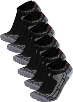 NORDCAP Allround-Sportsocken kurz in Schwarz, 6er Pack Sneaker-Socken, atmungsaktive Füßlinge, unisex Wandersocken, Gr. 39 – 42, Menge: 6 Stück von NORDCAP
