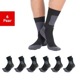 NORDCAP Allround-Sportsocken lang in Schwarz, 6er Pack Sport-Socken, atmungsaktive Strümpfe, unisex Wandersocken, Gr. 39 – 42, Menge: 6 Stück von NORDCAP