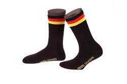 Deutschlandsocken, 1 Paar NORDPOL Socken, unisex, aus Baumwolle, mit Deutschlandfahne im Bündchen, 1 Paar, schwarz, Made in Germany, Gr. 39-42 von NORDPOL-Strümpfe