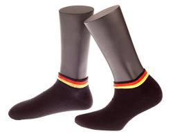 NORDPOL-Strümpfe Deutschland Sneaker Socken der Marke, 1 Paar, unisex, aus Baumwolle, mit Deutschlandfahne im Bündchen, schwarz, Made in Germany, Gr. 43-46 von NORDPOL-Strümpfe