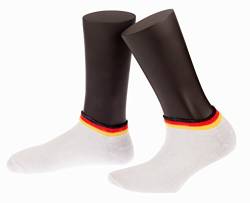 NORDPOL-Strümpfe Deutschland Sneaker Socken der Marke, 1 Paar, unisex, aus Baumwolle, mit Deutschlandfahne im Bündchen, weiss, Made in Germany, Gr. 43-46 von NORDPOL-Strümpfe