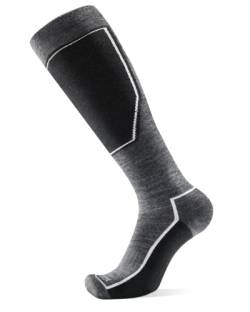 1 Paar, Performance Merino Skisocken für Herren Damen, Ökotex Funktionssocken für Skitouren, Sport, Snowboard, Polsterung, keine Blasen, atmungsaktiv Socken, verschiedene Größen schwarz & grau von NORDSOX