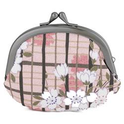 Münzgeldbörsen mit floraler Schnalle (Kiss Lock kleine Make-up-Tasche, oval) / hergestellt in Japan, Kiss-Lock-Geldbörse für Kleingeld, kleine Make-up-Tasche für Frauen, kleiner Beutel / SAKURAKOUSHI von NOREN