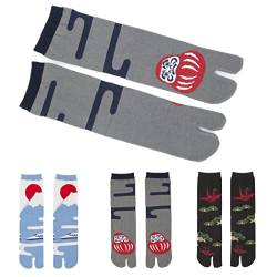 NOREN Japanische Tabi Socken Flip Flop Socken (Japanorama) Made in Japan/Sandal Print Socken Split Toe/Unisex Größe für Männer Frauen, Erwachsenen-Sets, japanische Glücksbringer 1, Einheitsgröße von NOREN