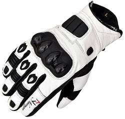 NORMAN Weiße kurze Lederhandschuhe zum Schutz der Knöchel, Motorradhandschuhe, weiß, XL von NORMAN