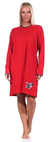 Damen Nachthemd von Normann mit niedlichem Tiermotiv - auch in Übergrössen - 212 213 820, Farbe:rot, Größe:60-62 von NORMANN-Wäschefabrik