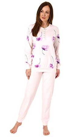 Eleganter Damen Pyjama Schlafanzug Langarm mit Bündchen und Blumenprint - 291 201 90 193, Farbe:rosa, Größe2:44/46 von NORMANN-Wäschefabrik