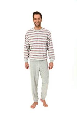 Eleganter Herren Frottee Pyjama Schlafanzug lang mit Bündchen - auch in Übergrössen 61505, Farbe:grau-Melange, Größe2:68 von NORMANN-Wäschefabrik