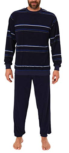 Eleganter Herren Frottee Pyjama Schlafanzug mit Bündchen, auch in Übergrößen - 281 101 93 708, Größe2:56, Farbe:blau von NORMANN-Wäschefabrik