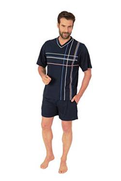Eleganter Herren Kurzarm Schlafanzug Shorty Pyjama - 55422, Farbe:Navy, Größe:48-50 von NORMANN-Wäschefabrik