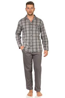 Eleganter Herren Pyjama Schlafanzug lang zum durchknöpfen - auch in Übergrössen bis Gr. 70, Farbe:grau, Größe:68/70 von NORMANN-Wäschefabrik