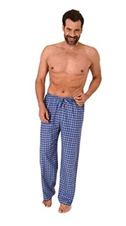 Herren Flanell Schlafanzug Hose kariert aus Baumwolle - ideal zum relaxen - 222 122 15 851, Farbe:blau, Größe:58 von NORMANN-Wäschefabrik