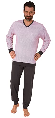 Herren Langarm Schlafanzug Pyjama mit Bündchen - auch in Übergrössen - 122 101 90 620, Farbe:dunkelgrau, Größe:52 von NORMANN-Wäschefabrik