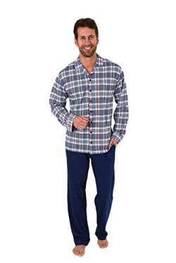 Herren Pyjama Schlafanzug Langarm zum durchknöpfen - auch in Übergrössen - 281 101 90 441, Farbe:Marine, Größe2:52 von NORMANN-Wäschefabrik