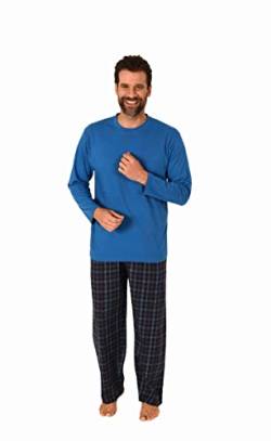 Herren Schlafanzug lang Pyjama Set mit Flanell Hose - 222 101 10 871, Farbe:blau, Größe:50 von NORMANN-Wäschefabrik