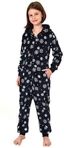 Mädchen Jumpsuit Overall Onesie Schlafanzug - Eiskristall Sterne Optik - 291 467 97 951, Größe:140, Farbe:Navy von NORMANN-Wäschefabrik
