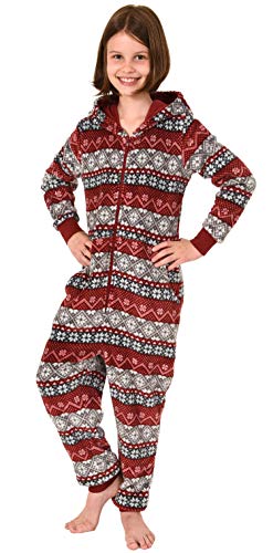 Mädchen Jumpsuit Overall Schlafanzug Pyjama Langarm - Norwegermotiv - 291 467 97 959, Farbe:rot, Größe:152 von NORMANN-Wäschefabrik