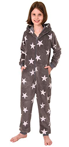 Mädchen Jumpsuit Overall Schlafanzug Pyjama Langarm - Sternenmotiv - 291 467 97 961, Farbe:grau, Größe:116 von NORMANN-Wäschefabrik