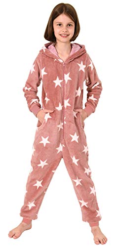 Mädchen Jumpsuit Overall Schlafanzug Pyjama Langarm - Sternenmotiv - 291 467 97 961, Größe:140, Farbe:Rose von NORMANN-Wäschefabrik