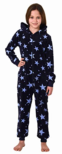 Mädchen Jumpsuit Overall Schlafanzug Pyjama Langarm in Sterne Optik - 202 467 97 961, Farbe:Marine, Größe:128 von NORMANN-Wäschefabrik