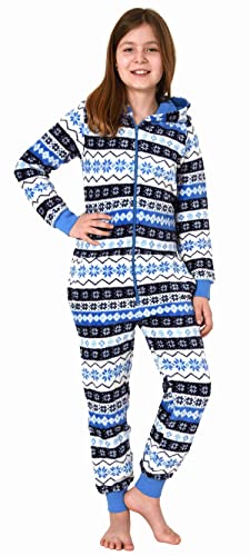 Mädchen Jumpsuit Overall Schlafanzug Pyjama in toller Norweger Optik - 202 467 97 959, Farbe:blau, Größe:140 von NORMANN-Wäschefabrik