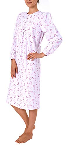 NORMANN WÄSCHEFABRIK Damen Finette Nachthemd fraulich mit Knopfleiste am Hals - auch in Übergrössen - 61885, Größe2:36/38, Farbe:pink von NORMANN-Wäschefabrik