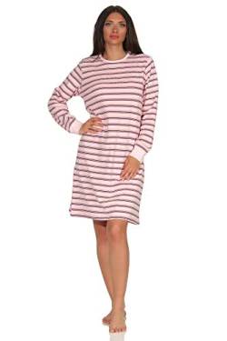 NORMANN-Wäschefabrik Damen NachthemdSleepshirt Langarm gestreift mit Bündchen - auch in Übergrössen, Farbe:rosa, Größe2:48/50 von NORMANN-Wäschefabrik