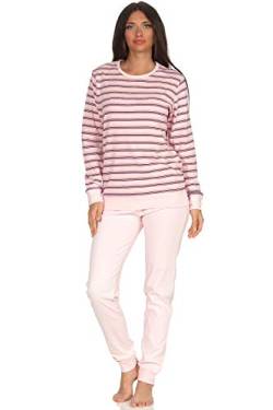 NORMANN-Wäschefabrik Damen Pyjama mit Bündchen in Kuschel Interlock - Streifenoptik - auch in Übergrössen 96121, Farbe:rosa, Größe2:40/42 von NORMANN-Wäschefabrik