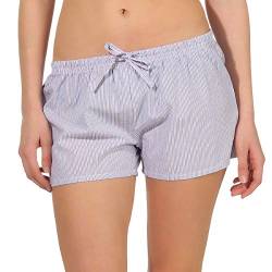 NORMANN-Wäschefabrik Damen Shorty Schlafanzughose in eleganter Streifenoptik, Kurze Pyjamahose Shorts, Farbe:blau, Größe2:40/42 von NORMANN-Wäschefabrik