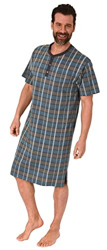 NORMANN-Wäschefabrik Herren Kurzarm Nachthemd mit Knopfleiste am Hals - auch in Übergrössen -122 111 90 943, Farbe:blau, Größe:48-50 von NORMANN-Wäschefabrik
