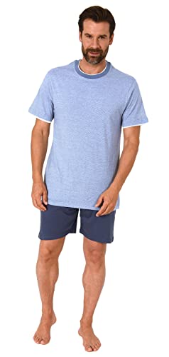 NORMANN-Wäschefabrik Herren Kurzarm Schlafanzug Shorty Loungewear in chilliger Optik - auch in Übergrössen, Farbe:blau-Melange, Größe:50 von NORMANN-Wäschefabrik