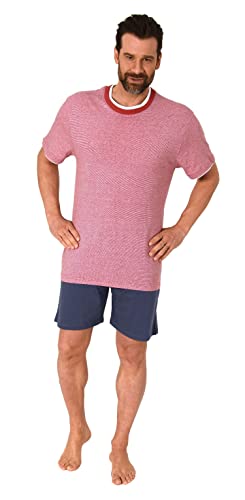 NORMANN-Wäschefabrik Herren Kurzarm Schlafanzug Shorty Loungewear in chilliger Optik - auch in Übergrössen, Farbe:rot, Größe:48 von NORMANN-Wäschefabrik