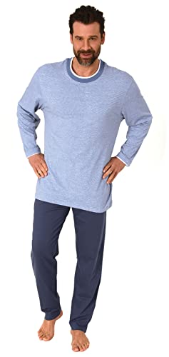 NORMANN-Wäschefabrik Herren Langarm Schlafanzug Loungewear in chilliger Optik - auch in Übergrössen, Farbe:blau-Melange, Größe:50 von NORMANN-Wäschefabrik