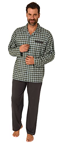 NORMANN-Wäschefabrik Herren Pyjama zum durchknöpfen in edler Karo Optik - auch in Übergrössen - 212 101 90 504, Farbe:dunkelgrau, Größe:58 von NORMANN-Wäschefabrik