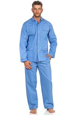 NORMANN-Wäschefabrik Klassischer Herren Pyjama gewebt mit durchknöpfbarem Oberteil - Popeline - 191 101 91 110, Größe:48, Farbe:hellblau von NORMANN-Wäschefabrik