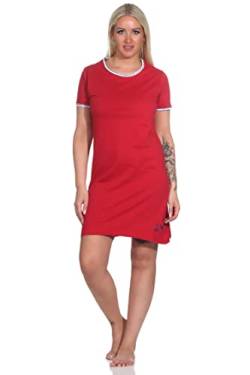 NORMANN-Wäschefabrik Maritimes Damen Nachthemd, kurzärmliges Bigshirt mit Rundhals - 123 214 10 151, Farbe:rot, Größe:40-42 von NORMANN-Wäschefabrik