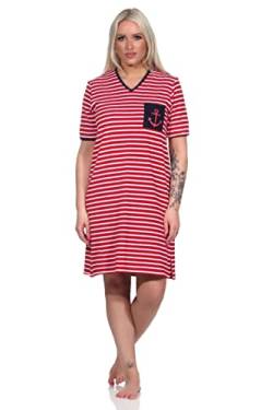 NORMANN-Wäschefabrik Maritimes Kurzarm Frottee Damen Nachthemd Strandkleid mit Anker Motiv - 122 214 93 920, Farbe:rot, Größe:40-42 von NORMANN-Wäschefabrik