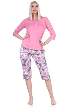 NORMANN-Wäschefabrik Wunderbarer Damen Kurzarm Pyjama mit Caprihose in floralem Print - auch in Übergrössen, Farbe:pink, Größe:32-34 von NORMANN-Wäschefabrik