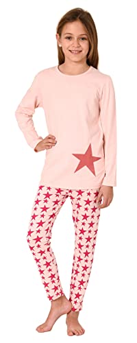 Schöner Mädchen Schlafanzug Langarm Pyjama in Sterne-Optik - 212 401 10 702, Farbe:Rose, Größe:164 von NORMANN-Wäschefabrik